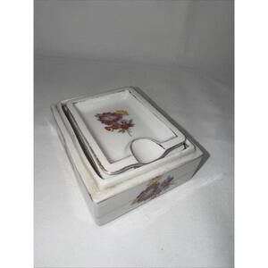 Porcelain Mini Ash Tray Set 4 Vintage Collectible  3x2 “